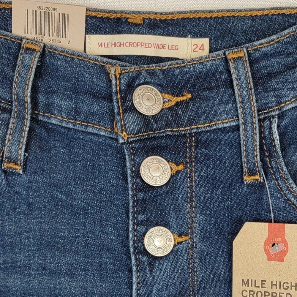 LEVI'S Mile High Cropped Wide Leg Jeans - Size 00 - W24 L27 NEW WITH TAGS - Picture 5 of 7